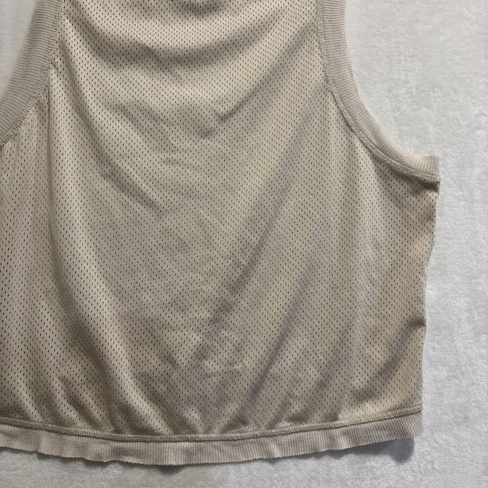 Free People FP Movement Love Mesh Tank Cream Ivory Raw Hem Women's Size Small